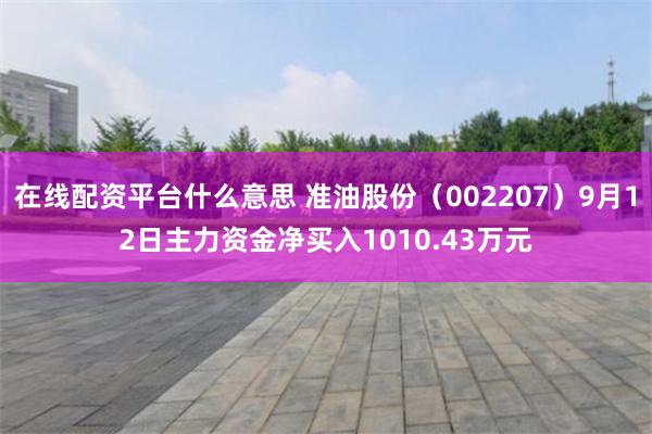 在线配资平台什么意思 准油股份（002207）9月12日主力资金净买入1010.43万元